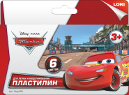 Пластилин "Lori. Disney "Тачки" 6 цветов, с европодвесом (арт. Плд-005)