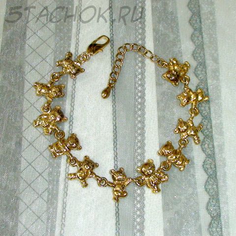 Браслет "Мишки" под золото