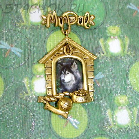 Брошь-рамка "Дом для любимого песика" под золото