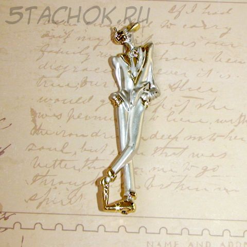 Брошь "Светский парень" под серебро/золото