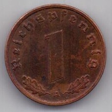 1 пфенниг 1939 г.  Германия