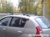 Багажник на крышу - стальные прямоугольные дуги на рейлинги Renault Sandero / Renault Sandero Stepway, Евродеталь