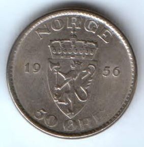 50 эре 1956 г. Норвегия