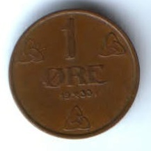 1 эре 1933 г. Норвегия