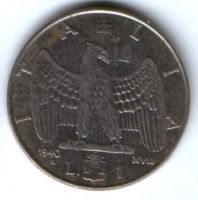 1 лира 1940 г. Италия