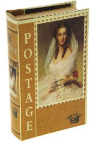 Шкатулка-книга шёлк "Почтовая марка с княгиней"