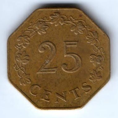 25 центов 1975 г. Мальта