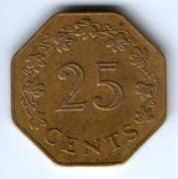 25 центов 1975 г. Мальта
