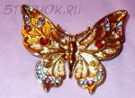 Брошь "Прекрасная бабочка" под золото/стразы