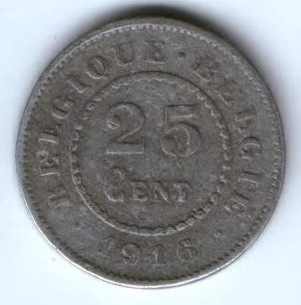 25 сантимов 1916 г. Бельгия. Германская оккупация