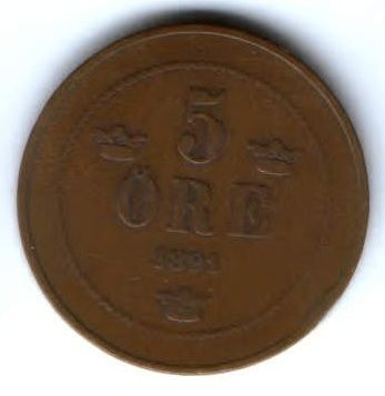 5 эре 1891 г. Швеция