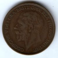 1 пенни 1926 г. R!  Modified head Великобритания