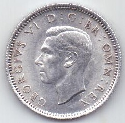 6 пенсов 1945 г. UNC Великобритания