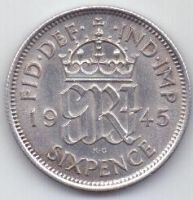 6 пенсов 1945 г. Великобритания