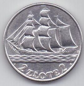 2 злотых 1936 г. UNC Польша