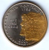 1/4 доллара 2000 г. Нью-Гэмпшир США
