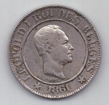 20 сантимов 1861 г. AUNC Бельгия