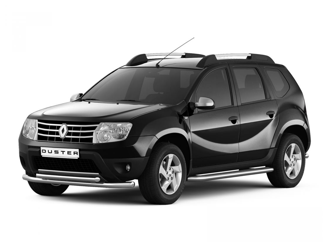 Защита порогов с алюм. площадкой d51мм (НПС) RENAULT DUSTER 2012-2015