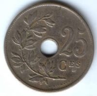 25 сантимов 1908 г. Бельгия DE BELGIQUE