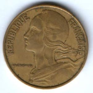 20 сантимов 1963 г. Франция