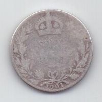6 пенсов 1901 г. Великобритания