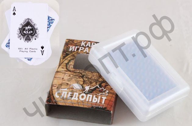 Карты игральные "СЛЕДОПЫТ", влагостойкие, пластик, колода 54 шт. в пласт. футляре