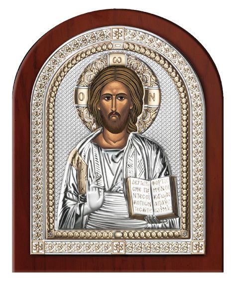 Серебряная икона Иисуса Христа Спасителя (эксклюзивная рамка, Италия)