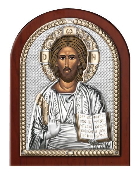 Серебряная икона Иисуса Христа Спасителя (Италия)