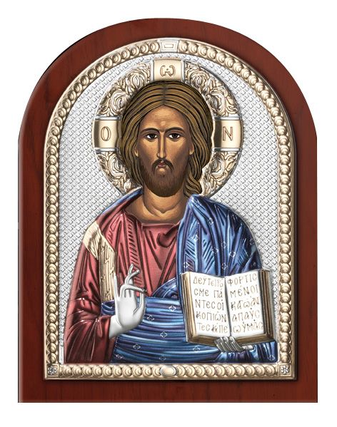 Серебряная икона Иисуса Христа Спасителя (Италия)