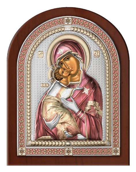 Серебряная икона Божией Матери Владимирской (Италия, эксклюзивная рамка)