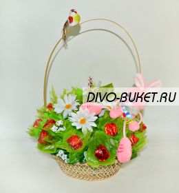 Букет с игрушкой и конфетами №492 "Кузя"