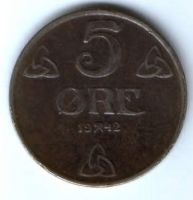 5 эре 1942 г. Норвегия