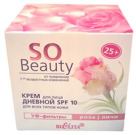 БЕЛИТА. SO  BEAUTY. КРЕМ  ДЛЯ  ЛИЦА  ДНЕВНОЙ  SPF-10, ДЛЯ  ВСЕХ  ТИПОВ  КОЖИ  (25+), 50 МЛ.