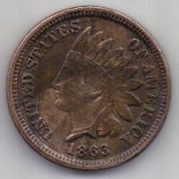 цент 1863 г. UNC. США