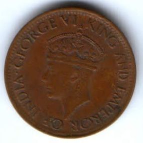 1 цент 1942 г. Цейлон