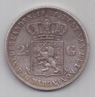 2 1/2 гульдена 1858 г. редкий год. Нидерланды