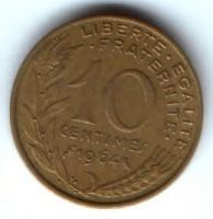 10 сантимов 1964 г. Франция