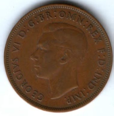1 пенни 1937 г. Великобритания
