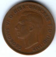 1 пенни 1937 г. Великобритания