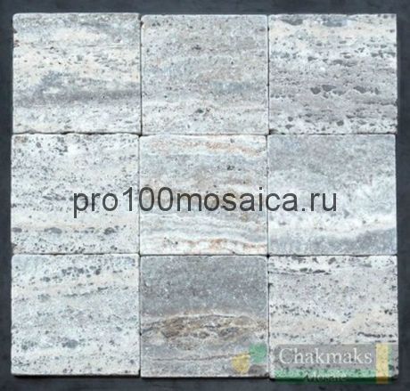 Плитка из травертина SILVER BROWN TUMBLED 100х100х10 мм (Сильвер Браун) (CHAKMAKS)