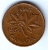1 цент 1954 г. Канада