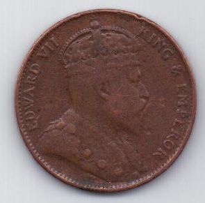 1 цент 1910 г. Цейлон . Великобритания