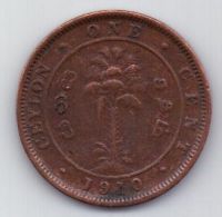 1 цент 1910 г. Цейлон . Великобритания