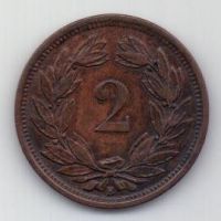 2 раппен 1866 г. UNC. Швейцария