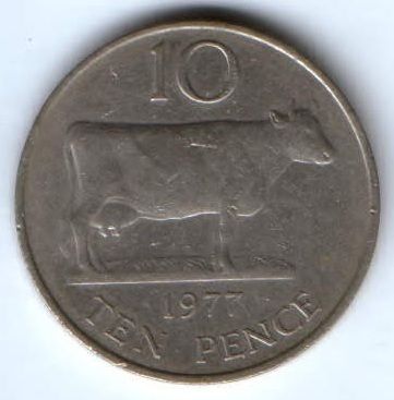 10 пенсов 1977 г. Гернси