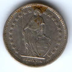 1/2 франка 1968 г. Швейцария