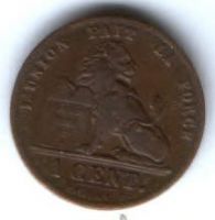 1 сантим 1907 г. Бельгия