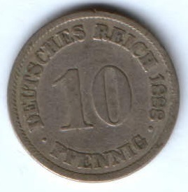 10 пфеннигов 1888 г. Германия