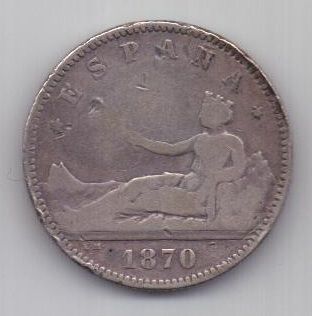 1 песета 1870 г.  Испания