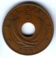 5 центов 1935 г. Восточная Африка